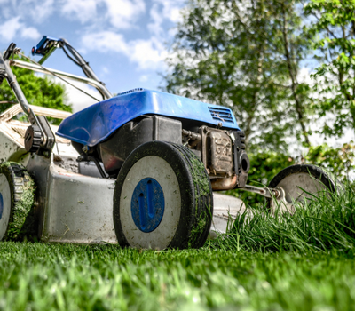 mowing the lawn